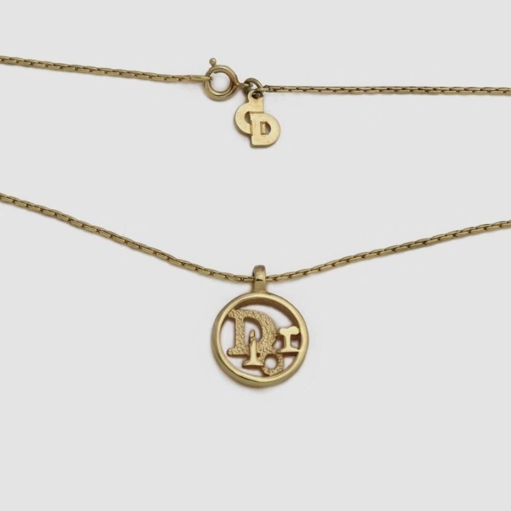 SOLD SOLD Dior Gold Logo Pendant Necklace